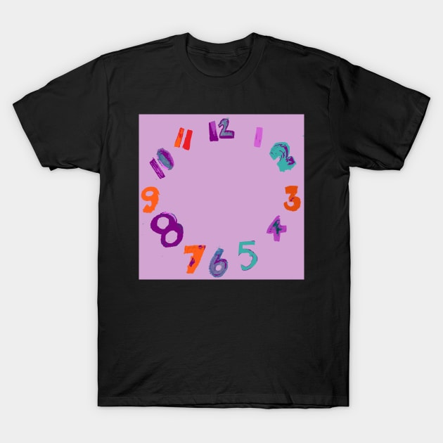 LAVENDER clock with numbers watercolor and digital T-Shirt by djrunnels